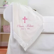 Personalized Precious Cross For Her Cream Baby Blanket