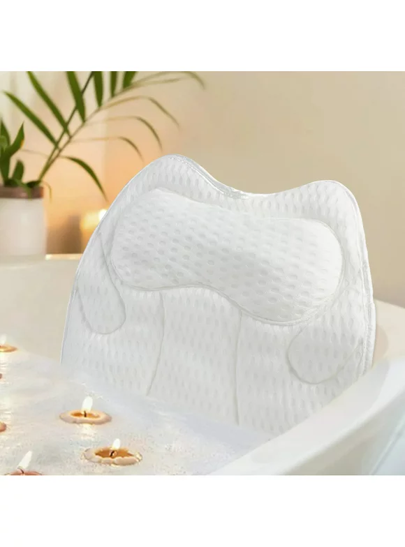 Swtroom Luxury Bath Pillow Relieve Stress and Rejuvenate Bathtub Pillow, Bath Pillows for Tub with a Washing Bag White