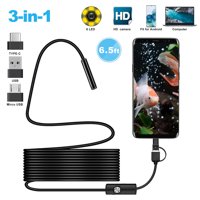 USB Snake Inspection Camera, TSV 0.3 MP IP67 Waterproof USB/Micro USB Borescope,Type-C Scope Camera with 6 Adjustable LED Lights fits for (6.5ft) Samsung Galaxy S20/10/9, Windows & MacBook OS Computer