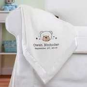 Personalized Sweet Bear Cream Baby Blanket