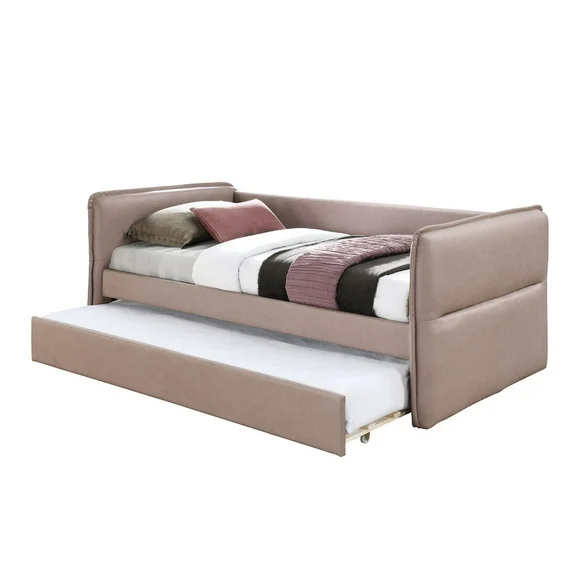 Bernards Trina Uph Twin Trundle Bed-Dusty Rose