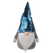 17" Gnome with Blue and Silver Flip Sequin Hat Christmas Decoration