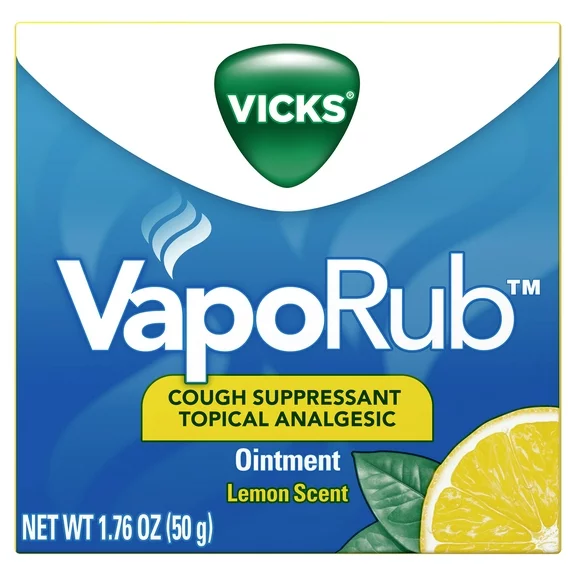 Vicks VapoRub Lemon Scent, Topical Chest Rub & Analgesic over-the-counter Ointment Medicine, 1.76 oz