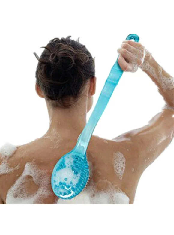 Bath Brush with Long Handle. Blue Shower Back Scrubber