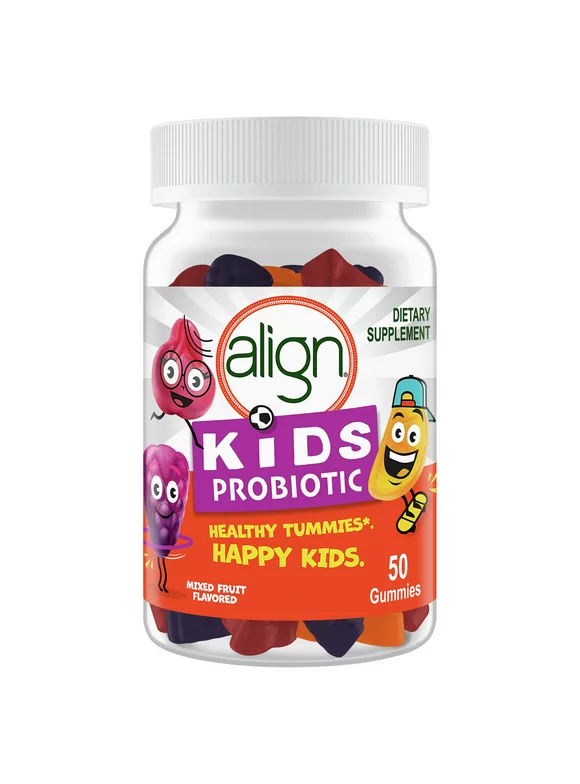 Align Kids Probiotic Supplement Gummies, Natural Fruit Flavors, 50 Ct