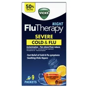 Vicks Flutherapy Cold and Flu Medicine, Night Hot Drink, 9 ct