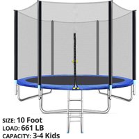 TRIPLE TREE 10 FT Trampoline with Safe Enclosure Net, 661 lbs Capacity for 3-4 Kids, Outdoor Fitness Trampoline with Waterproof Jump Mat Ladder for Indoor Park Kindergarten Toddler Trampolines