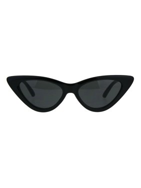 Womens Classic Narrow Cat Eye Gothic Plastic Sunglasses All Black