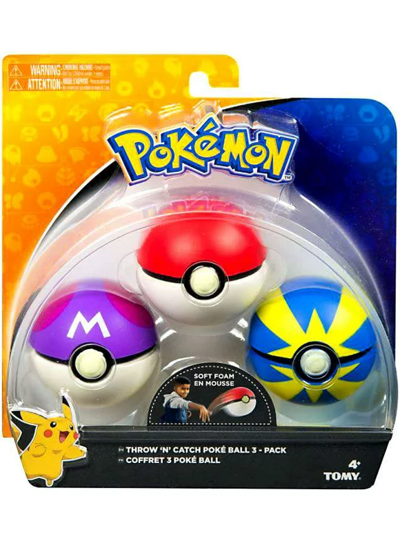 Pokemon Throw n Catch Master, Poke & Quick Poke Ball 3-Pack