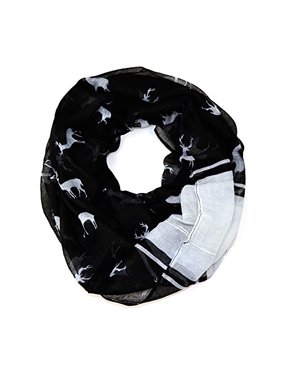 Deer Animal Print Soft Infinity Loop Scarf (Black)