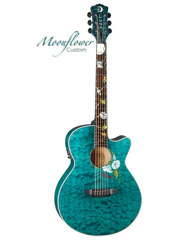Luna Flora Series Moonflower Custom Folk Acoustic-Electric Guitar - FLO MOON CUST