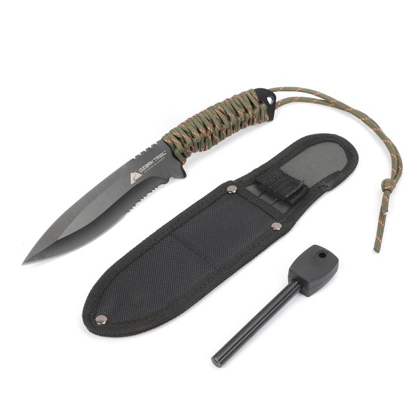 Ozark Trail Stainless Steel Paracord Knife with Fire Starter, Model 5032