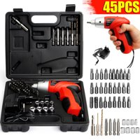 45PCS Cordless Electric Screwdriver, 4.8V Rechargeable Power Screwdriver Set w/ Carrying Case & Battery Indicator, Non-slip Screw Gun Drill Kit for Home Repair, DIY Projects