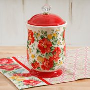 The Pioneer Woman Vintage Floral Canister with Acrylic Knob, 10"