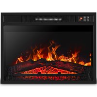 Della 1400w Embedded Fireplace Electric Insert Heater Glass Adjustable Log Flame w/ Remote Control