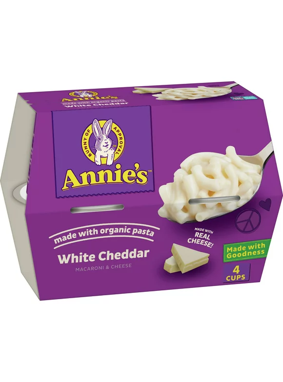 Annie's White Cheddar Microwave Mac & Cheese with Organic Pasta, 4 Ct, 2.01 OZ Cups