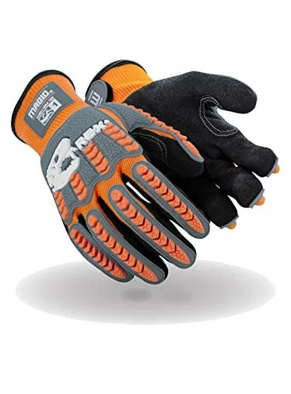 MAGID General Purpose Impact Resistant Work Glove with Grip, 1 Pair, Finger & Knuckle Protection, Size 8 (Medium), Sandy Nitrile Coated (NitriX), Machine Washable & Reusable, T-REX Flex Series TRX400