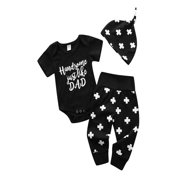 Newborn 3 6 12 18 Months Romper Suit Baby Boy girl Unisex Tops+Pants Hat Outfits