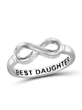 Jewelers Club Best Daughter Sterling Silver Infinity Loop Message Ring