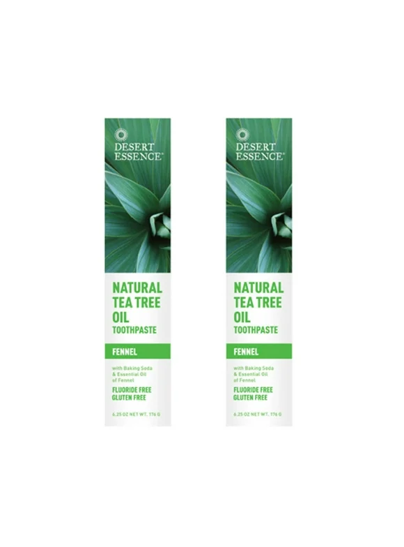 Desert Essence Natural Tea Tree Oil Fennel Toothpaste, 6.25 Ounce - 2 Per Case.