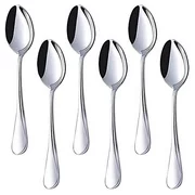HANSGO Dinner Spoon Set of 6, Large Teaspoons 6.7 inches Stainless Steel Metal Spoons Dessert Spoons Use for Home, Kitchen or Restaurant