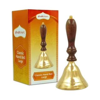 Shubhkart Wooden Brass Classic Ghanti Bell for Puja, Large