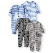 Gerber Baby Boy Organic Pajamas Sleep 'N Play Sleepers, 4-Pack