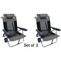 Outdoor Spectator Multi-Position Flat Folding Mesh Ultralight Beach Chair (2-Pack) - Grey