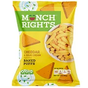 Munch Rights, Baked Cheddar Sour Cream Puffs, Kosher And Gluten Free Snack, No Trans Fat (6 Bags, Cheddar Sour Cream))