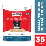 Milk-Bone Brushing Chews Daily Dental Dog Treats, Small/Medium Chew Bones (Various Sizes)