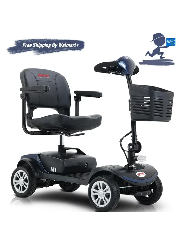 Mobility Scooters for Seniors, Heavy Duty Electric Scooters with 300W Motor, Lightweight Compact Motorized Scooter with Headlights, Outdoor Travel Scooter With Anti-Tip wheels, Blue, SS113