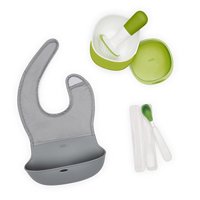 OXO Tot Mealtime OntheGo Value Set with Rollup Bib, Food Masher, and Feeding Spoon with Case