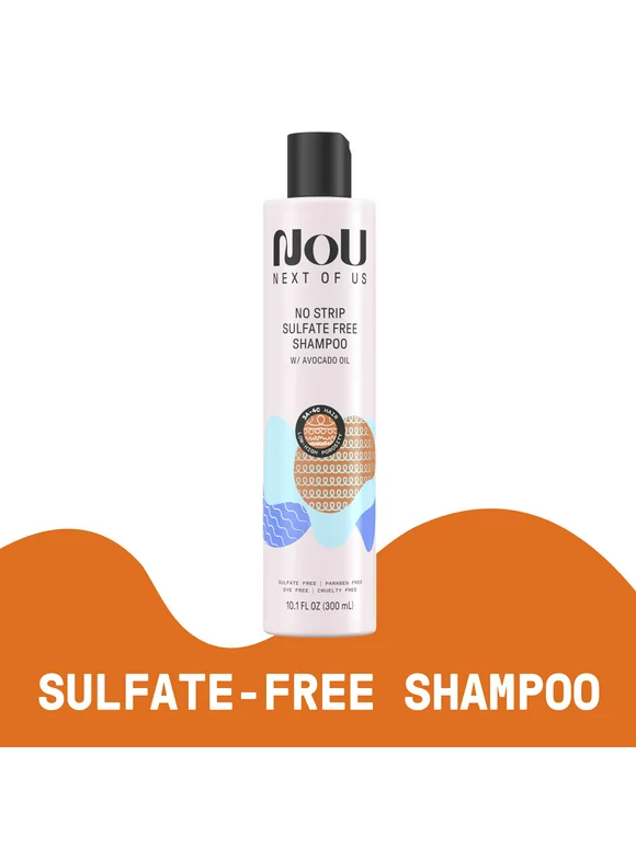 NOU No Strip Sulfate Free Shampoo, For Curly & Coily Hair, 10.1 fl oz