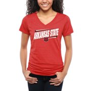 Arkansas State Red Wolves Women's Double Bar Tri-Blend V-Neck T-Shirt - Red