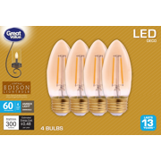 Great Value Led 4 Watts Deco Amber Light Medium Base Bulbs, 4 Count