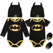 Cathery New Newborn Infant Baby Boy Batman Cotton Romper Shoes Hat Clothes Outfit Set