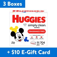 [Buy 3, Get $10 E-Gift Card] Huggies Simply Clean Unscented Baby Wipes (704 Count)