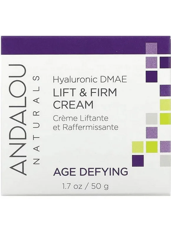 Andalou Naturals AGE DEFYING Hyaluronic DMAE Lift & Firm Face Cream, 1.7oz For Fine Lines & Wrinkles