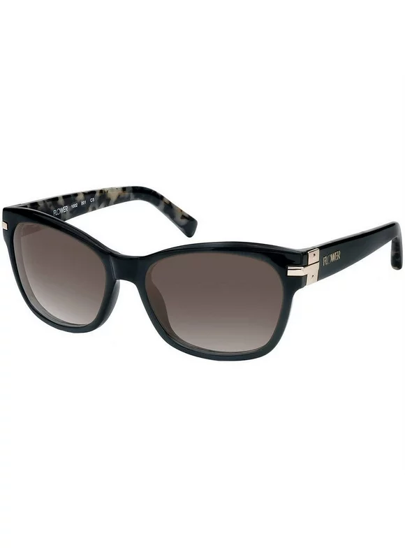 FLOWER Women's Rx'able Fashion Sunglasses, FLR1002, Holly, Black, 56-18-135, with Case