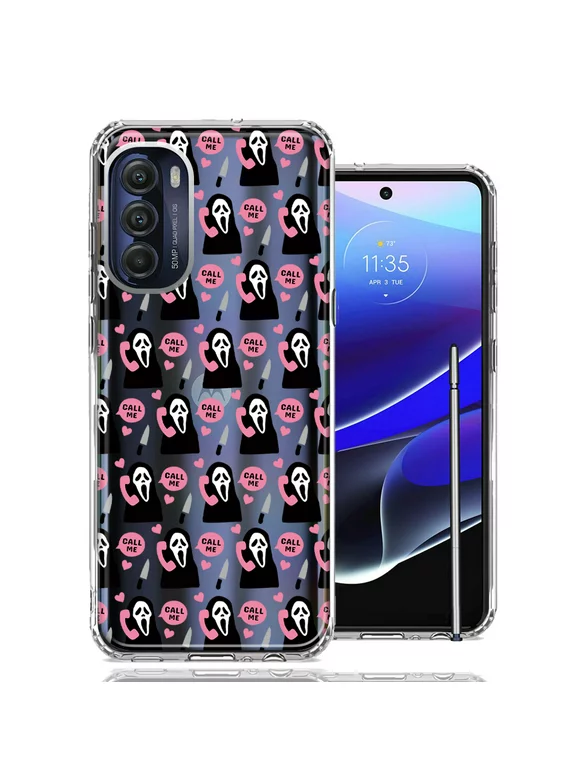 MUNDAZE Motorola Moto G Stylus 4G 2022 Pink Horror Valentine Character Ghostface Boyfriend Call Me Hearts Double Layer Phone Case Cover