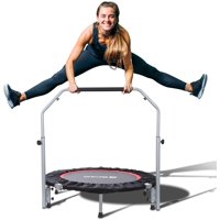 BCAN 40" Foldable Mini Trampoline, Fitness Rebounder with Adjustable Foam Handle, Exercise Trampoline for Kids Adults Indoor/Garden Workout Max Load 330lbs