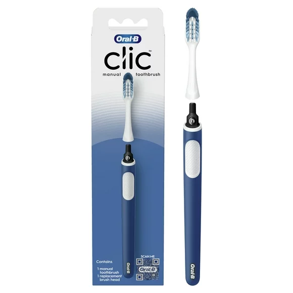 Oral-B Clic Manual Toothbrush with Replaceable Brush Head, Navy, 1 Ct