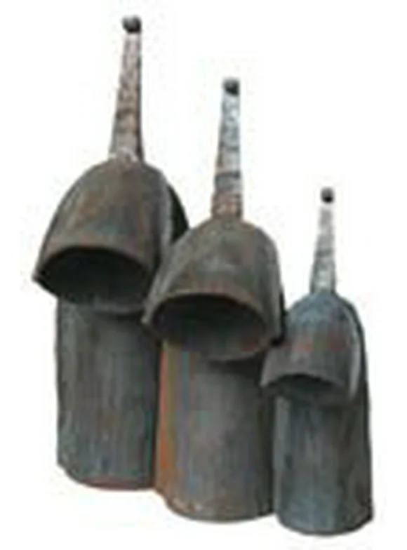 African Gankogui Bell Set - Iron Double Cow Bell - Set of 3, Large Medium and Small from Ghana