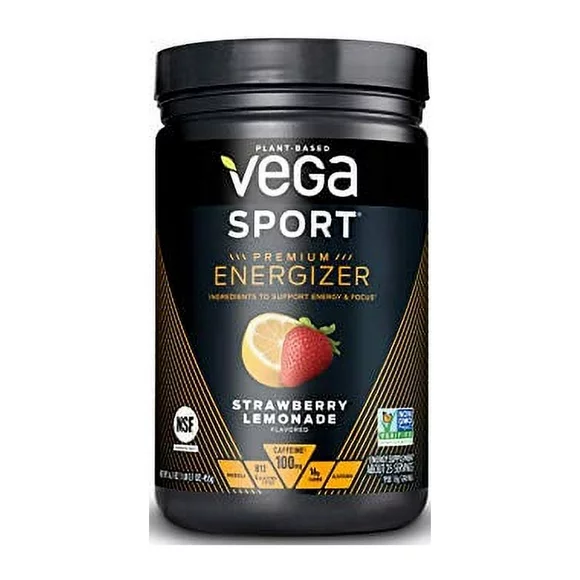 Vega Sport Energizer, Strawberry Lemonade, Pre Workout Powder for Women and Men, Supports Energy and Focus, Electrolytes, Vegan, Keto, Gluten Free, Dairy Free, Non GMO (25 Servings)