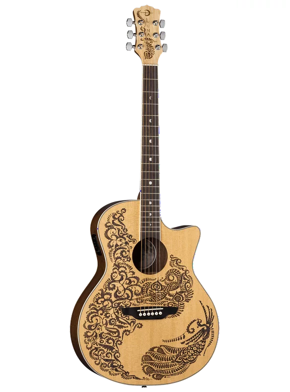 Luna Henna Paradise Select Spruce Acoustic-Electric Guitar w/ Laser Henna Design