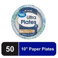 Great Value Ultra Paper Plates, 10", 50 Count