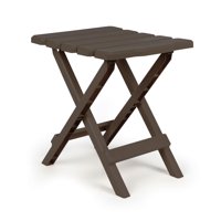 Camco Adirondack Portable Outdoor Folding Side Table, Perfect for The Beach, Camping, Picnics, Cookouts and More, Weatherproof and Rust Resistant - Mocha (51882)