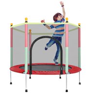 Mini Trampoline, 55" with Safety Net Enclosure Indoor Outdoor Childrens Activity Junior Trampoline, 440LB Capacity, for 2-6 Year old Kids