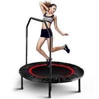 40" Rebounder Trampolines Foldable Exercise Trampoline with Adjustable Handrail for Adults or Kids, Max Load 330lbs