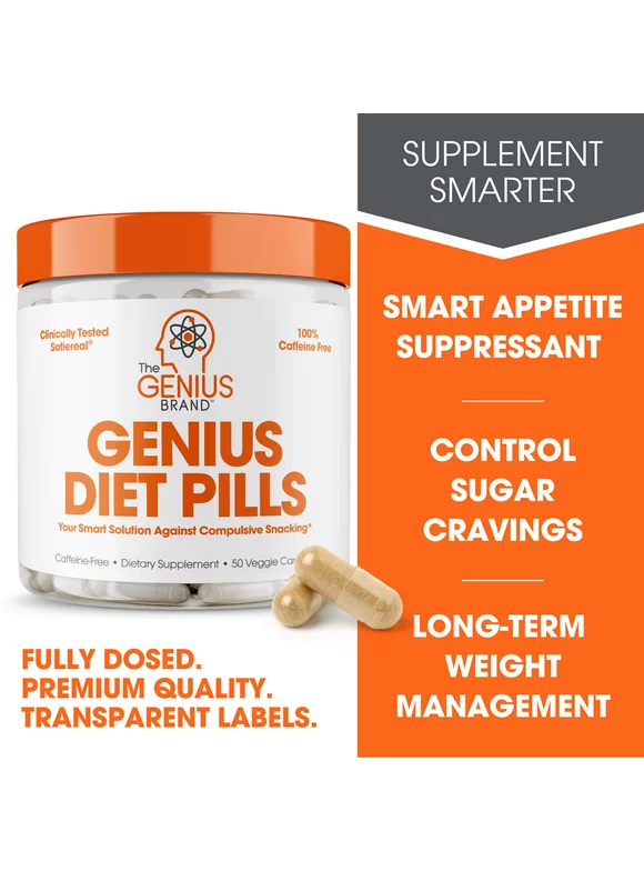 Diet Pill Appetite Suppressant for Weight Loss Fat Burner Thermogenic Supplement, Genius Diet Pills by the Genius Brand